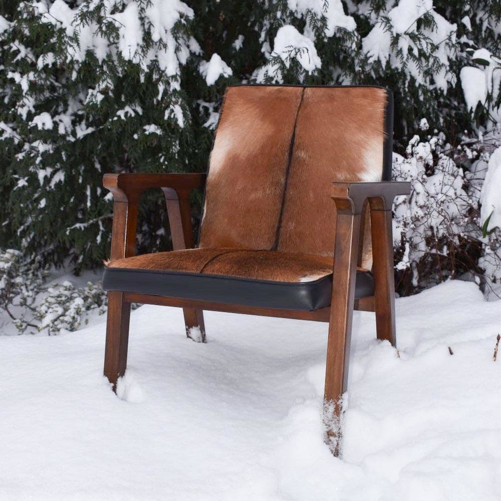 Rio Cool Armchair - Brown Mindi Oak, Leather/Goat Hair. Picture 14
