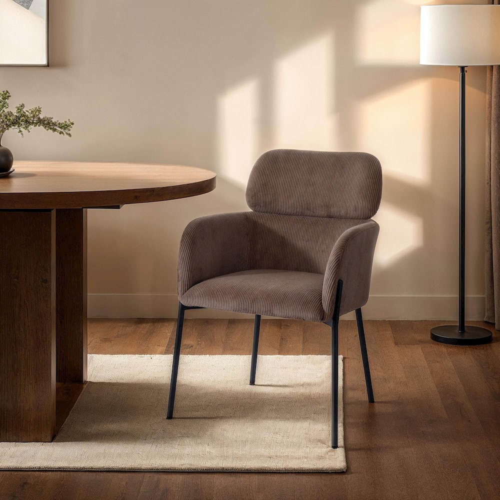 Allegra Dining Chair - Corduroy Brown. Picture 2