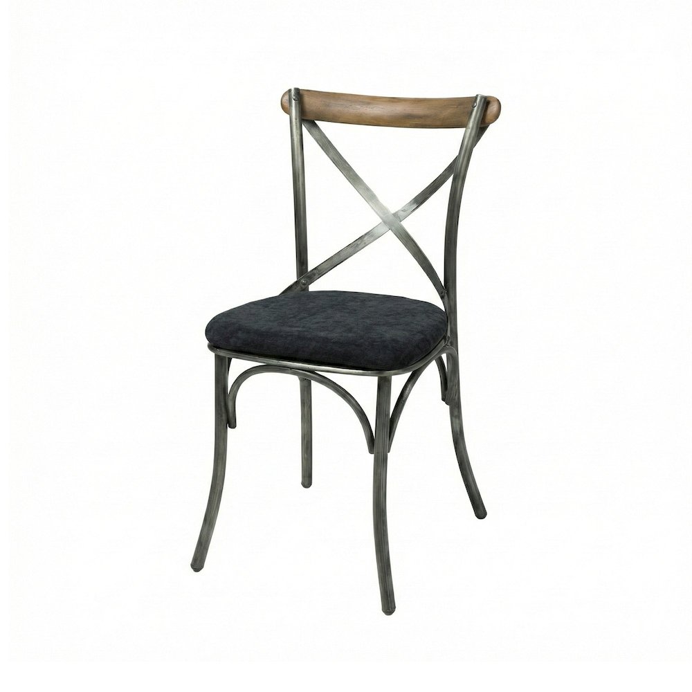 Metal Crossback Fabric Cushion Seat - Black. Picture 4