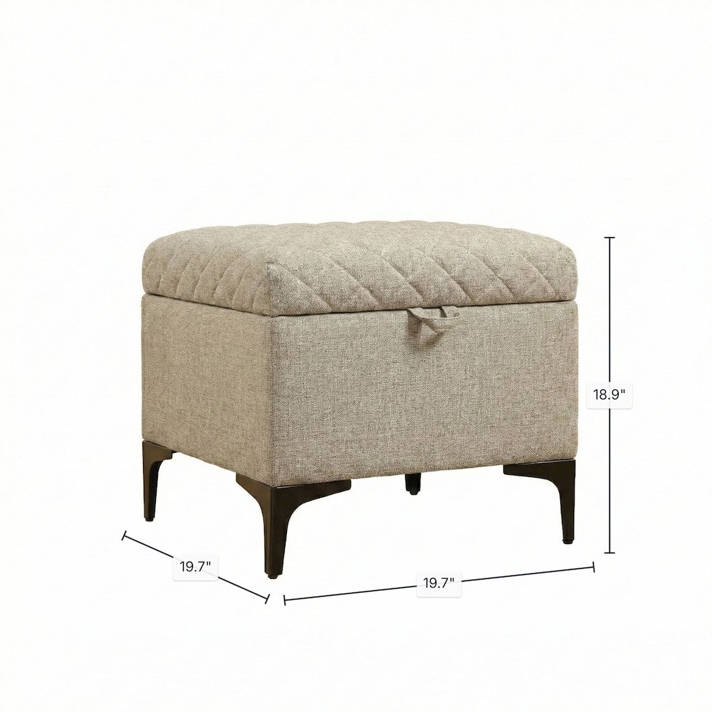 Reece Storage Ottoman - Tan. Picture 3