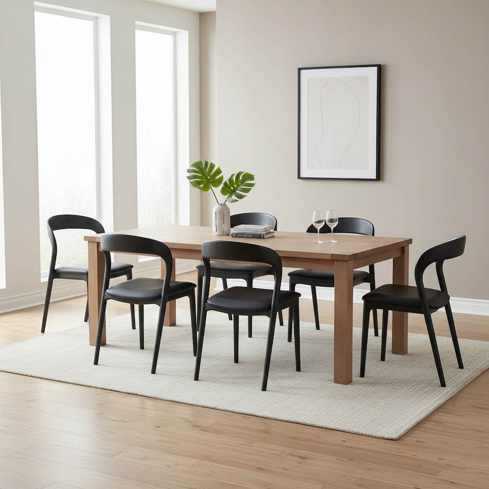 Rotondo Dining Chair - Black Frame with PU Seat. Picture 2