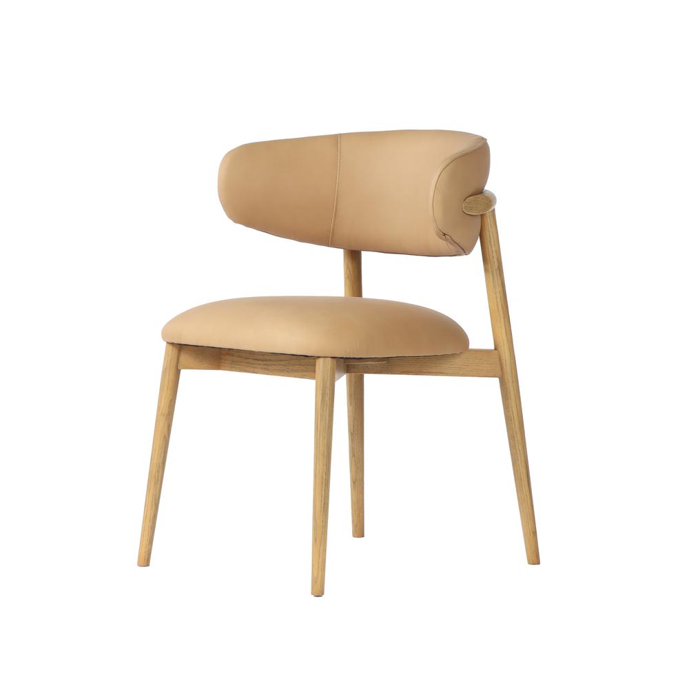 Milo Dining Chair - Tan Leather. Picture 1