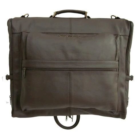 Leather 3-suit Garment Bag in Dark Brown Color. Picture 1