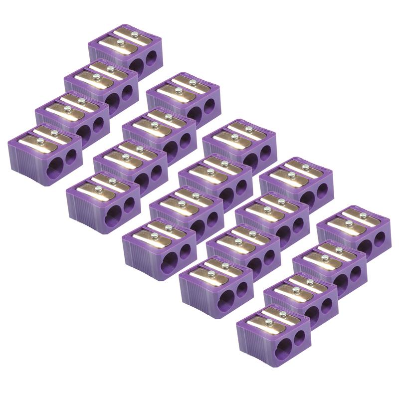 Dual Hole Plastic Pencil Sharpener, Assorted Colors, Pack of 20. Picture 2