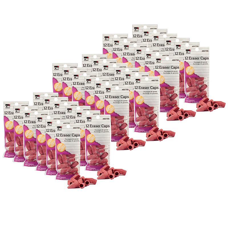 Pencil Eraser Caps, Pink, 12 Per Pack, 36 Packs. Picture 2