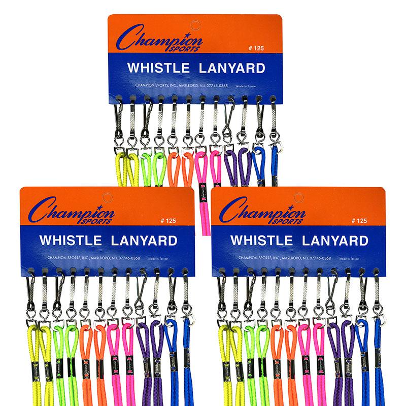 Assorted Neon Nylon Lanyards, 12 Per Pack, 3 Packs. Picture 2