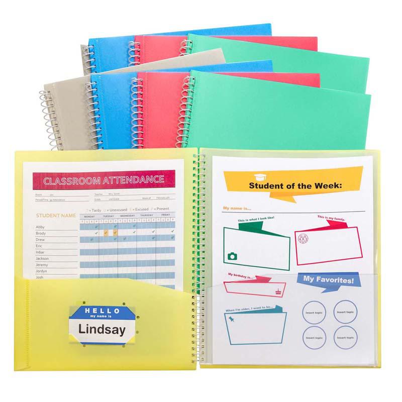 8-Pocket Spiral-Bound Poly Portfolio, Pack of 6. Picture 2