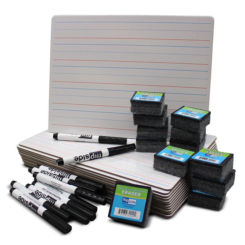 Double-Sided Magnetic Red & Blue Ruled Dry Erase Board Class Pack of 12. Picture 2
