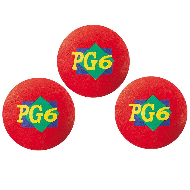 Playground Ball, 6-Inch, Red, Pack of 3. Picture 2