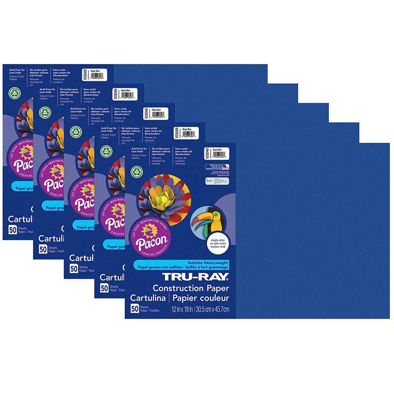 Construction Paper, Royal Blue, 12" x 18", 50 Sheets Per Pack, 5 Packs. Picture 2