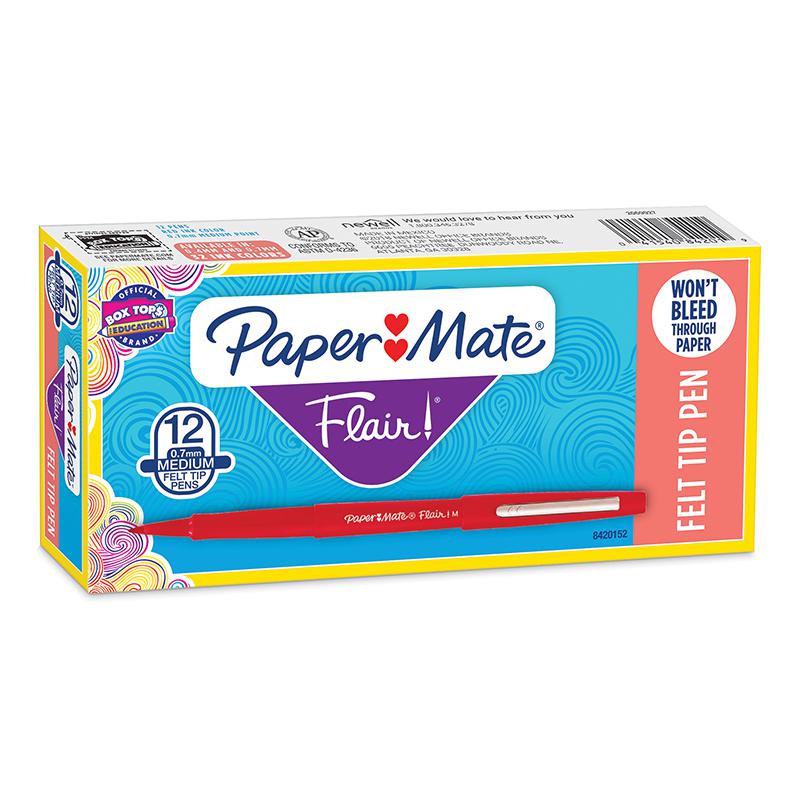 Flair Pens, Medium, Red, Box of 12. Picture 2