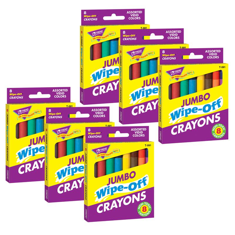 Jumbo Wipe-Off Crayons, Assorted, 8 per pack, 6 packs. Picture 2