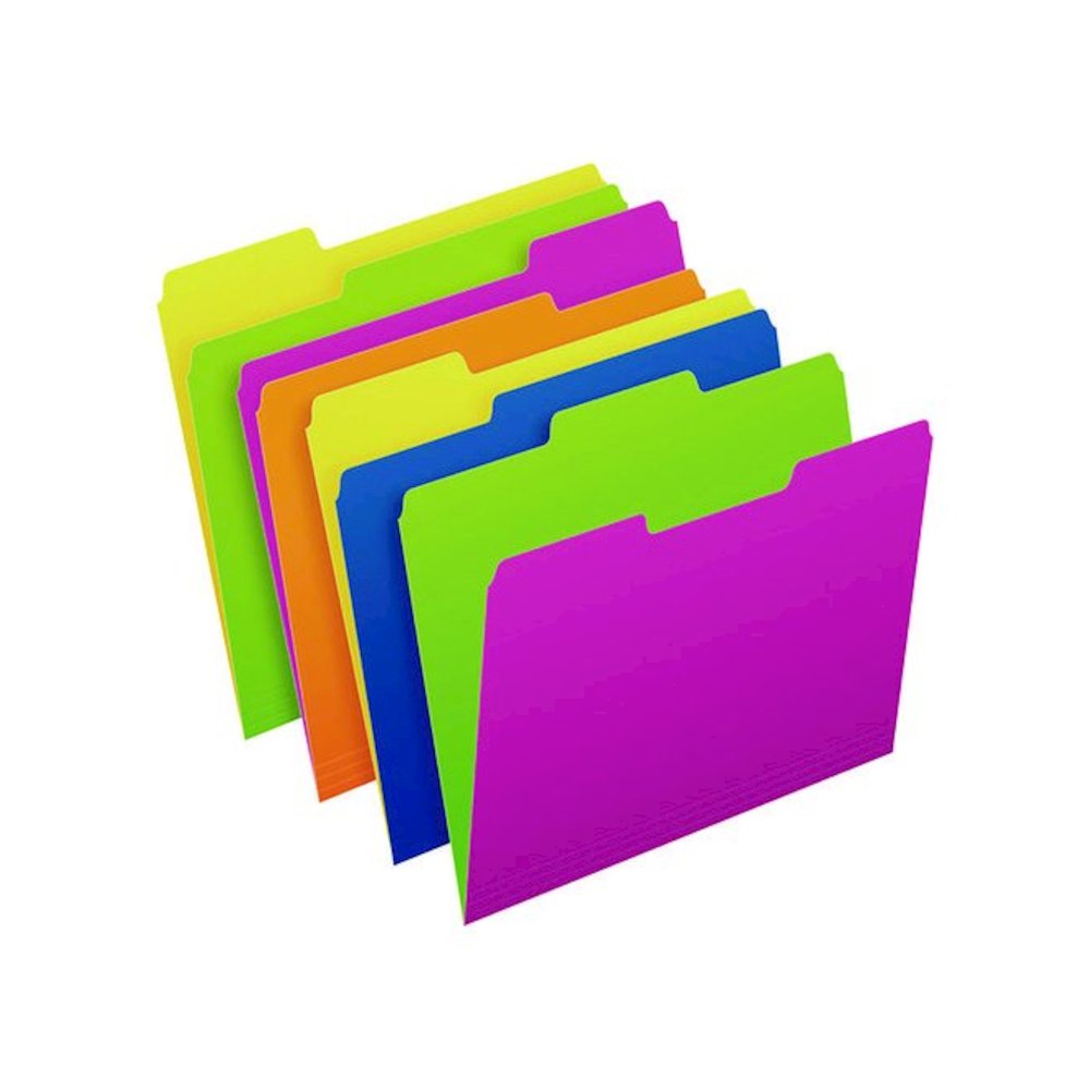 Glow Twisted 3-Tab File Folder, 1/3-Cut Tabs: Assorted, Letter Size, 0.25" Expansion, Assorted Colors, 12/Pack. Picture 1