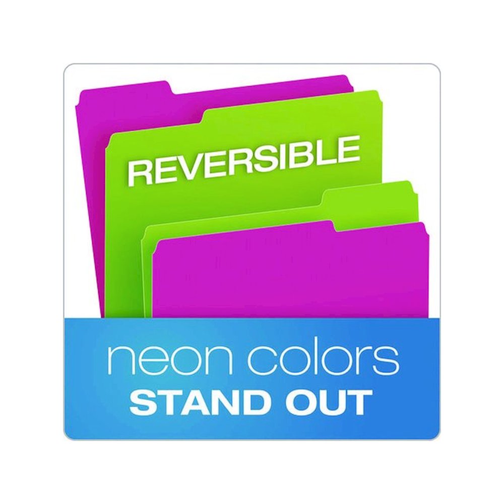 Glow Twisted 3-Tab File Folder, 1/3-Cut Tabs: Assorted, Letter Size, 0.25" Expansion, Assorted Colors, 12/Pack. Picture 2
