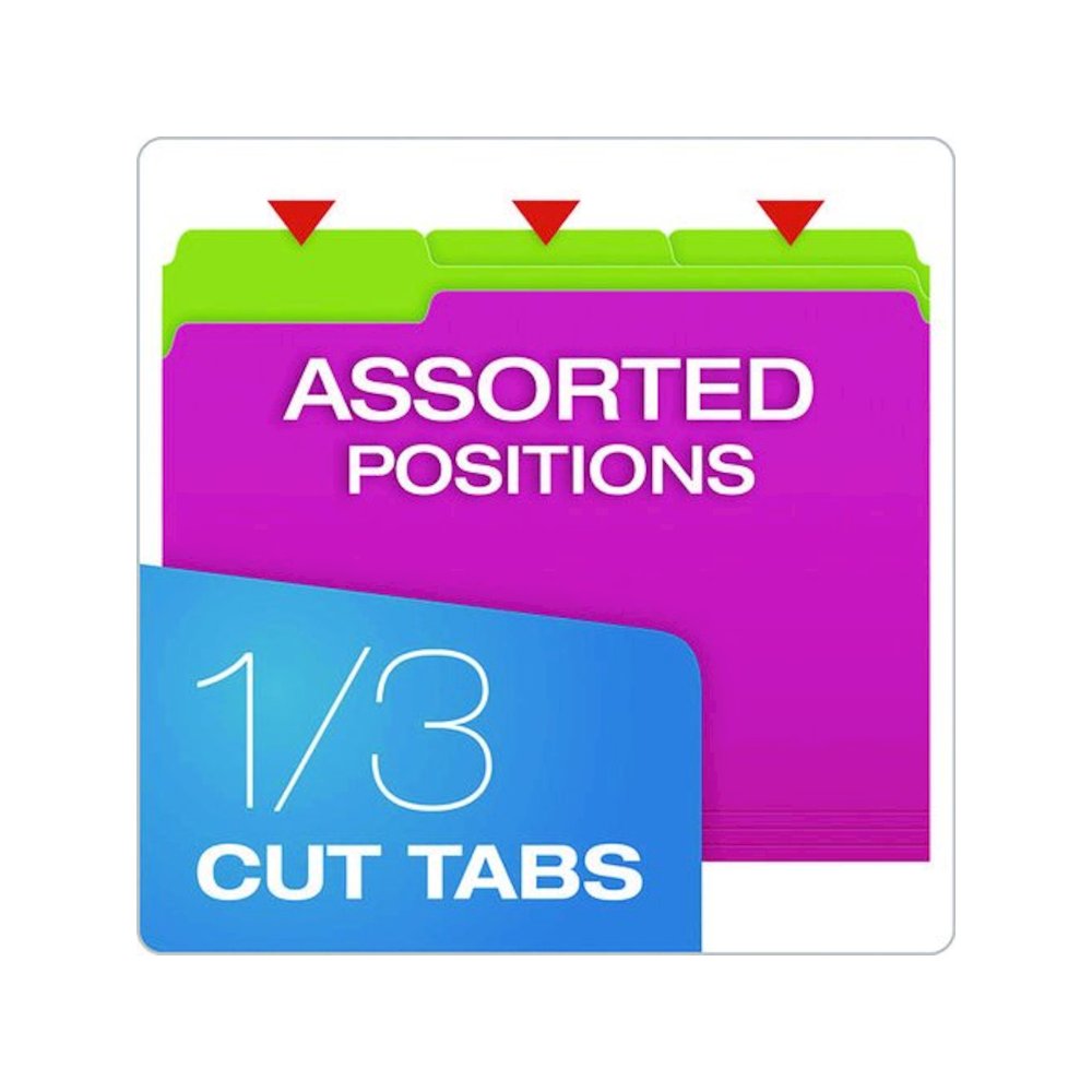 Glow Twisted 3-Tab File Folder, 1/3-Cut Tabs: Assorted, Letter Size, 0.25" Expansion, Assorted Colors, 12/Pack. Picture 4