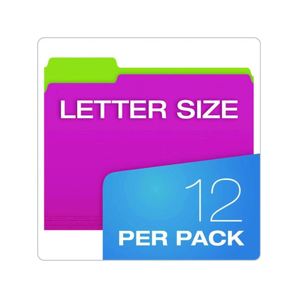 Glow Twisted 3-Tab File Folder, 1/3-Cut Tabs: Assorted, Letter Size, 0.25" Expansion, Assorted Colors, 12/Pack. Picture 5