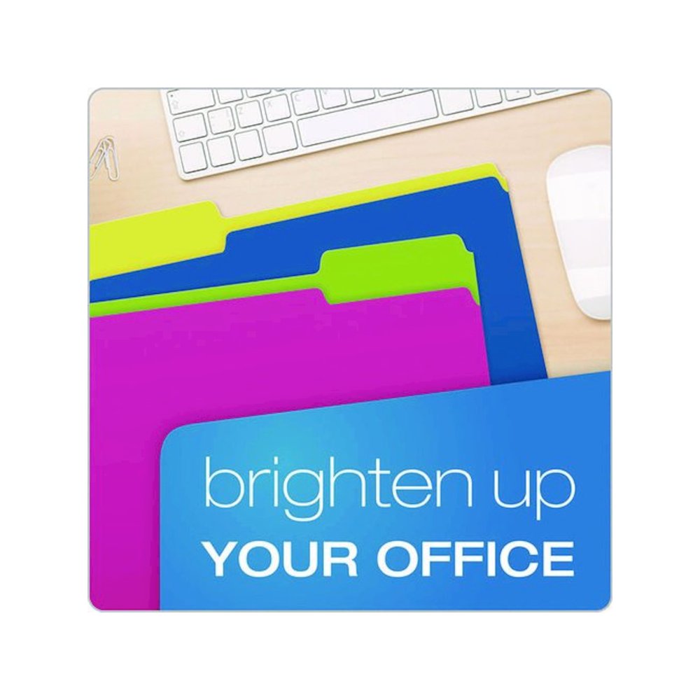 Glow Twisted 3-Tab File Folder, 1/3-Cut Tabs: Assorted, Letter Size, 0.25" Expansion, Assorted Colors, 12/Pack. Picture 6