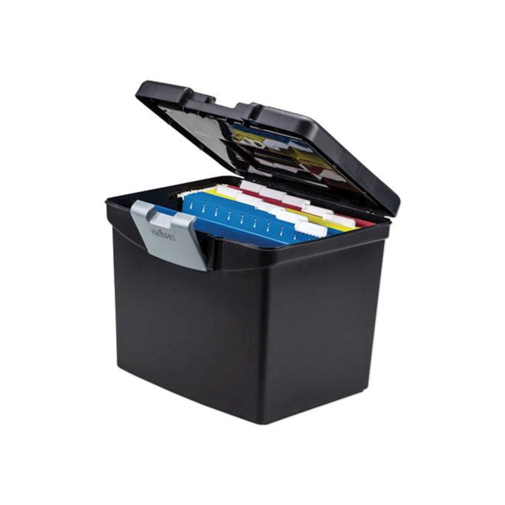 Portable File Box with Large Organizer Lid, Letter Files, 13.25" x 10.88" x 11", Black. Picture 4