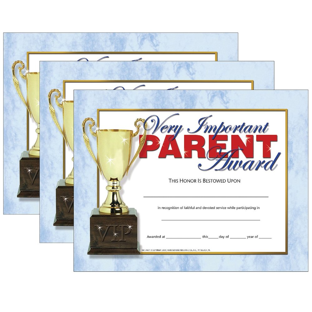 Very Important Parent Award, 8.5" x 11", 30 Per Pack, 3 Packs. Picture 1