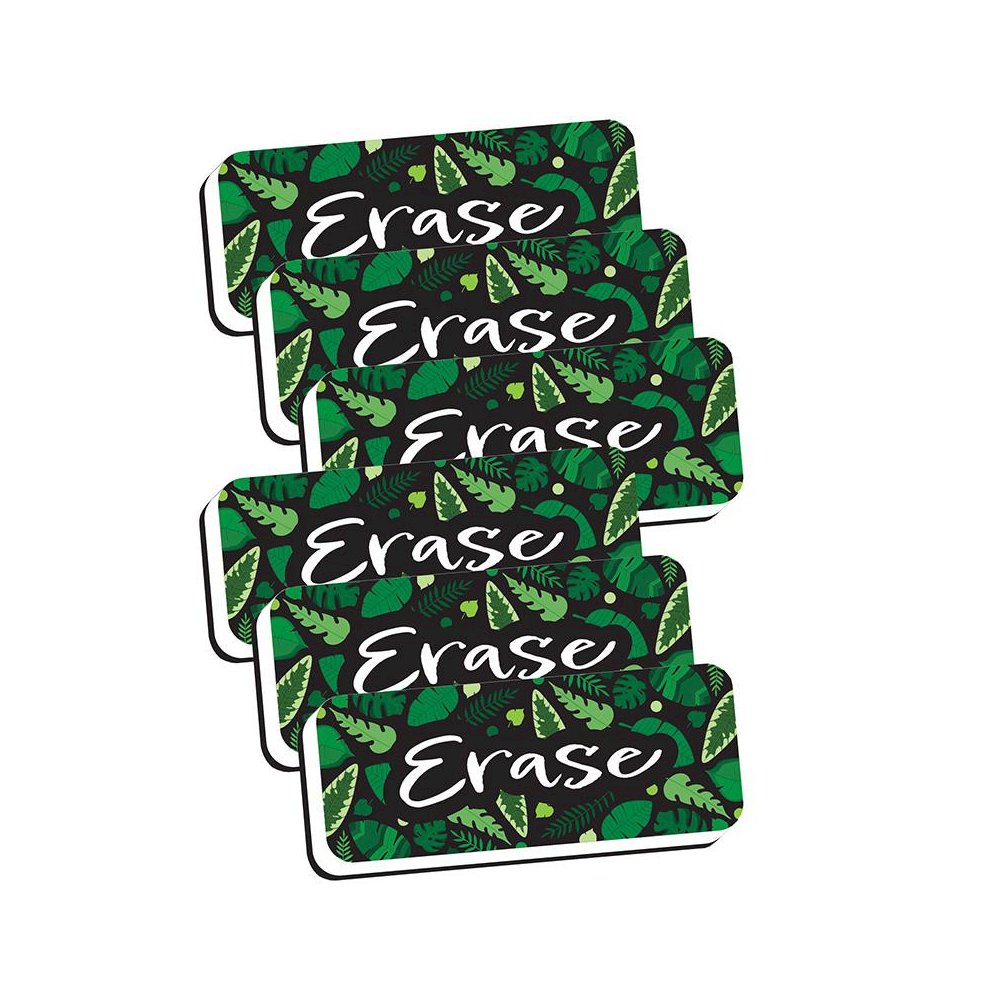 Magnetic Whiteboard Eraser, Greenery with Erase, 2" x 5", Pack of 6. Picture 2