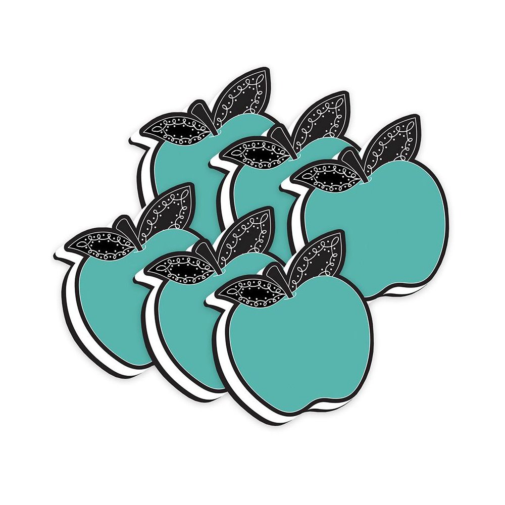 Magnetic Whiteboard Eraser, Teal Apple with Chalk Loop Leaves, Pack of 6. Picture 2