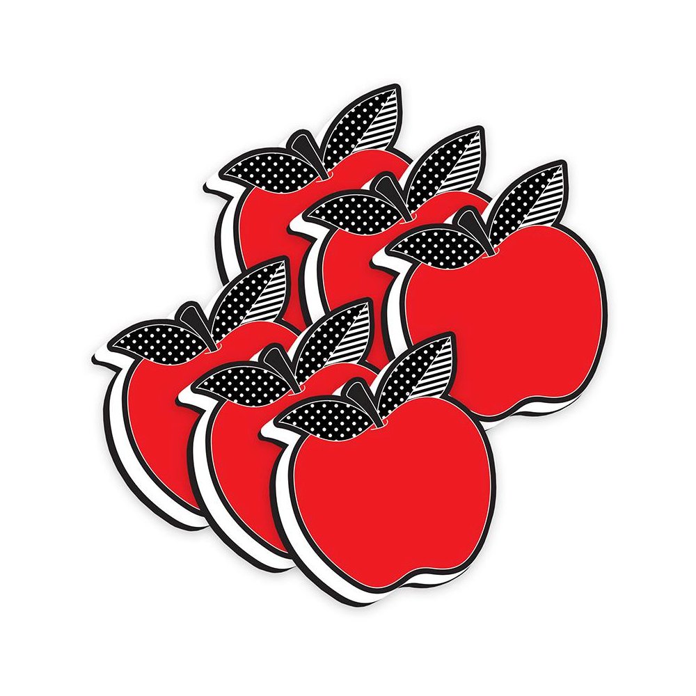 Magnetic Whiteboard Eraser, Red Apple with Black and White Leaves, Pack of 6. Picture 2