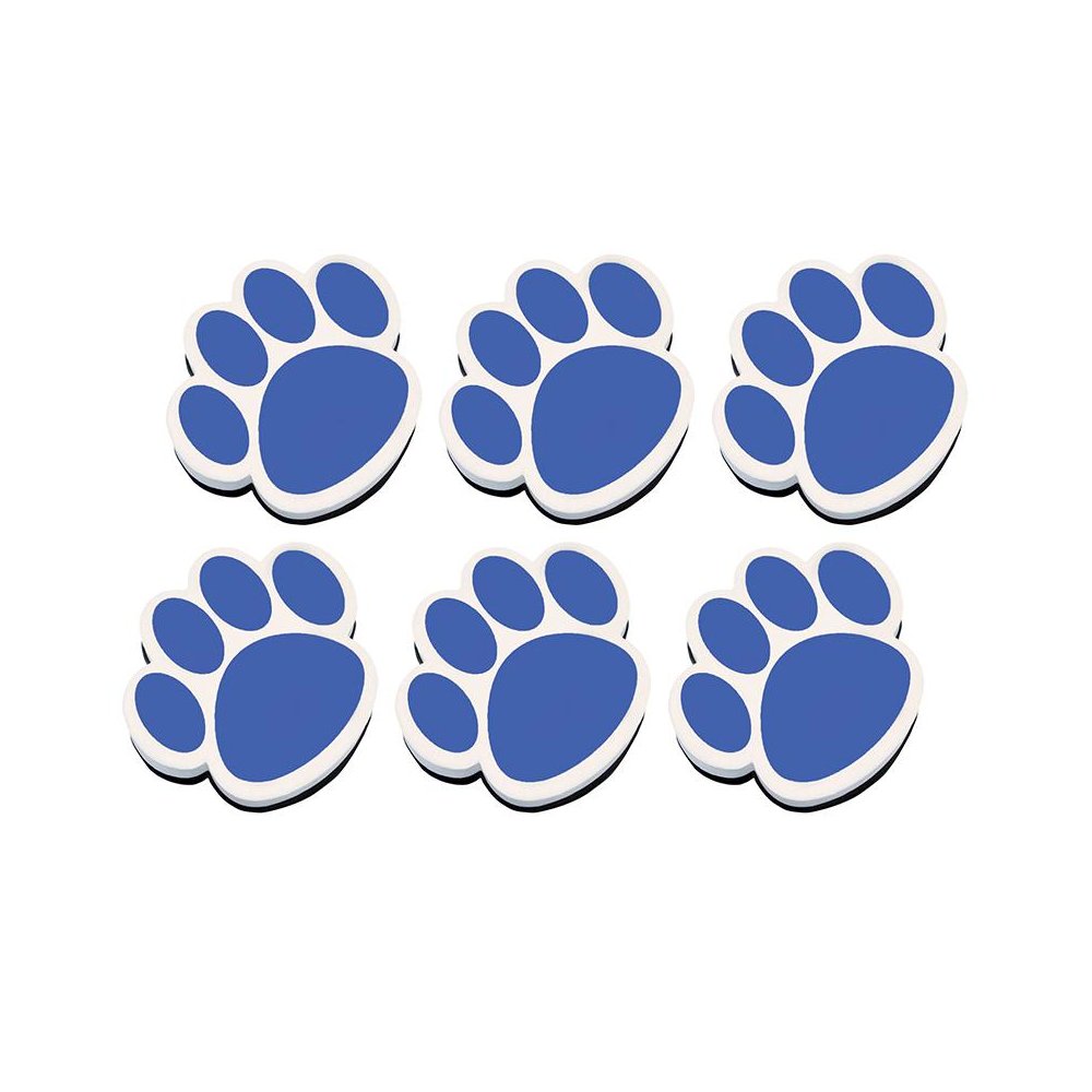 Magnetic Whiteboard Eraser, Blue Paw, Pack of 6. Picture 2