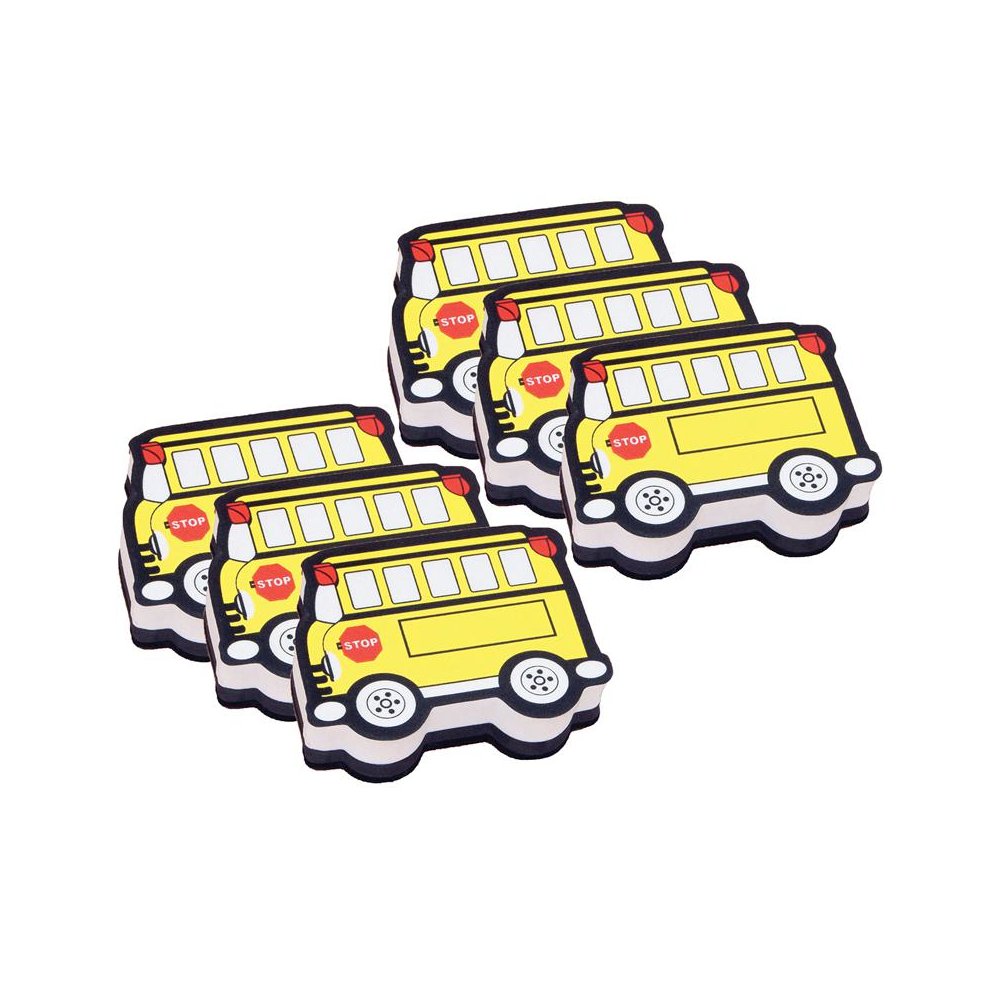 Magnetic Whiteboard Eraser, School Bus, Pack of 6. Picture 2