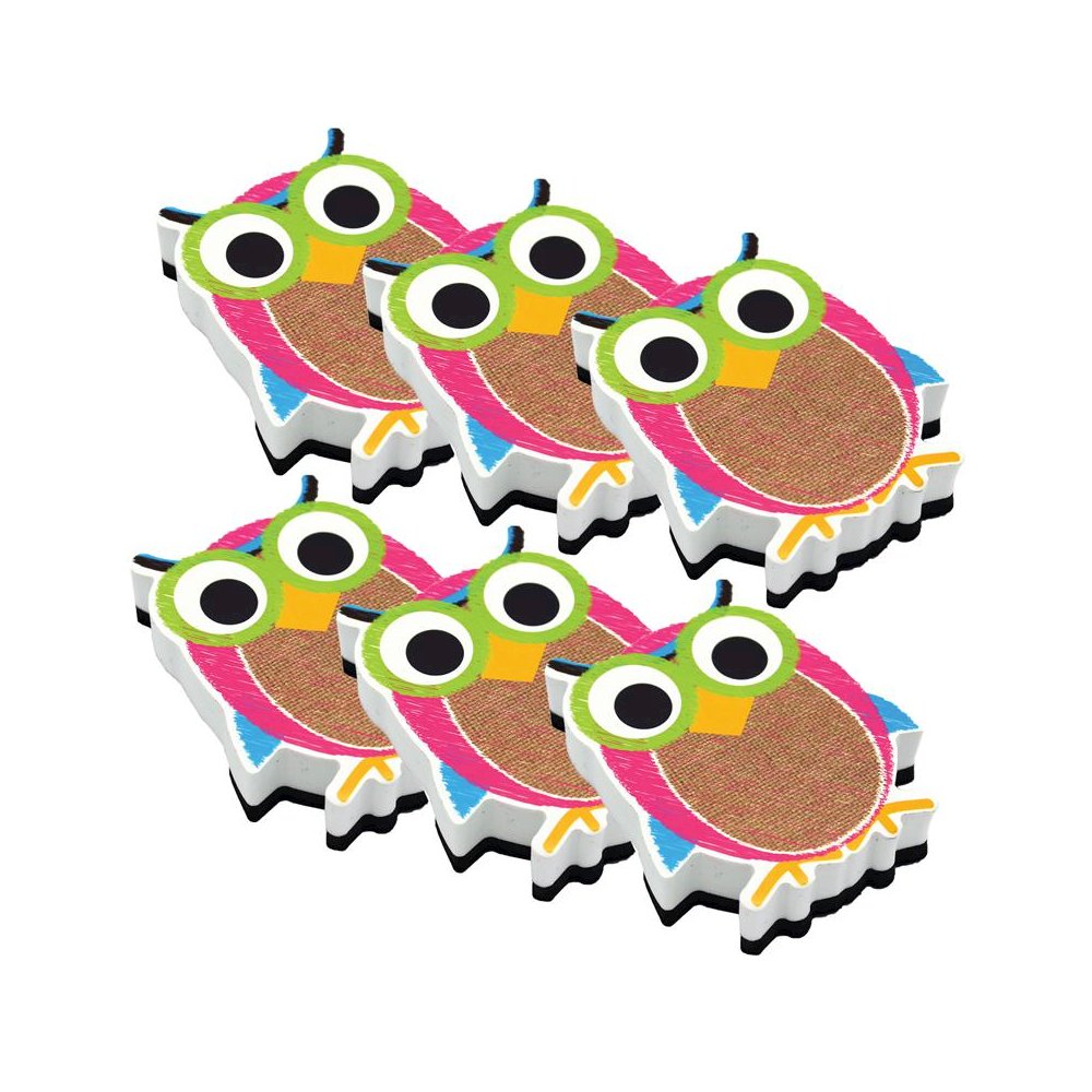 Magnetic Whiteboard Eraser, Burlap Scribble Owl, Pack of 6. Picture 2