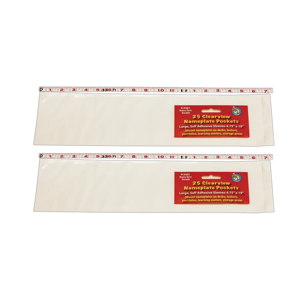 Clear View Self-Adhesive Large Name Plate Pocket 25 Per Pack, 2 Packs. Picture 2