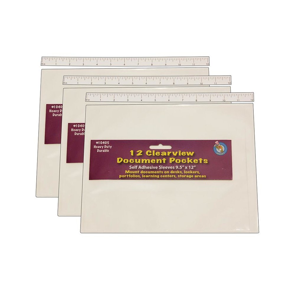 Clear View Self-Adhesive Document Pocket 9" x 12", 12 Per Pack, 3 Packs. Picture 2