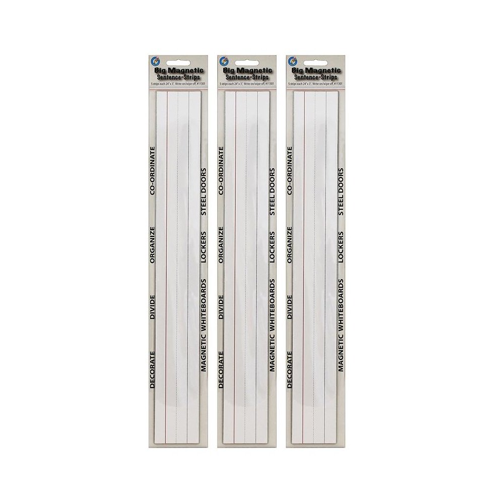 Big Magnetic Sentence Strips, 3" x 24", 5 Per Pack, 3 Packs. Picture 2