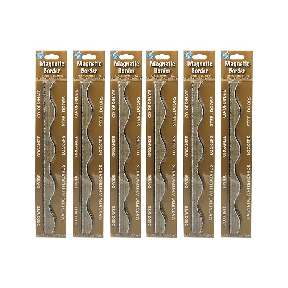 Magnetic Scallop Border Burlap Scribble, 12 Feet Per Pack, 6 Packs. Picture 2