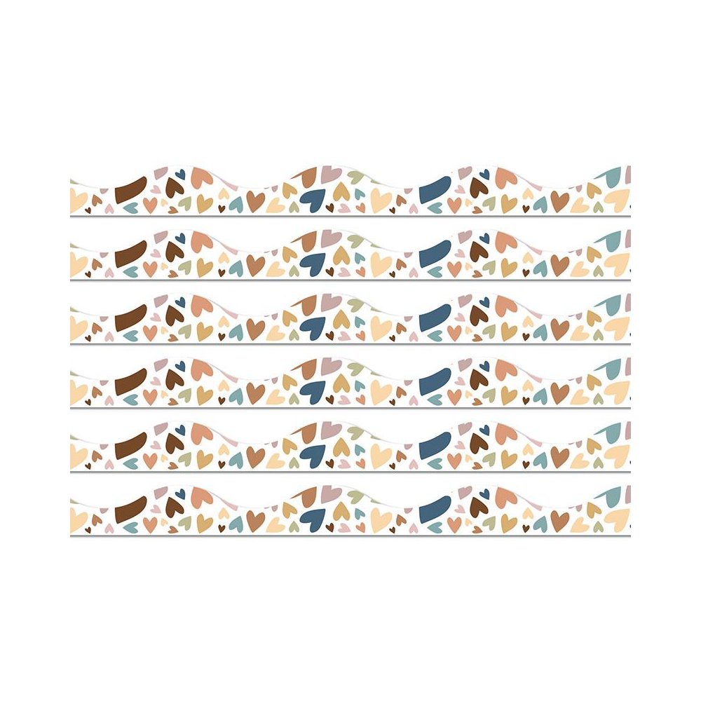 Magnetic Scallop Border, Everyone Is Welcome Hearts, 12 Feet Per Pack, 6 Packs. Picture 2