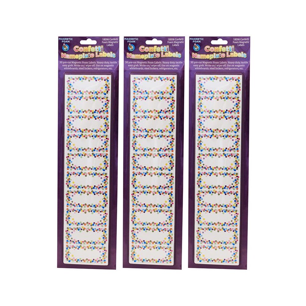 Magnetic Die-Cut Small Foam Nameplates & Labels, Confetti, 30 Per Pack, 3 Packs. Picture 2