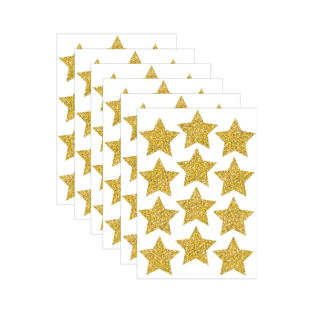 Die-Cut Magnets, 3" Gold Sparkle Stars, 12 Per Pack, 6 Packs. Picture 2