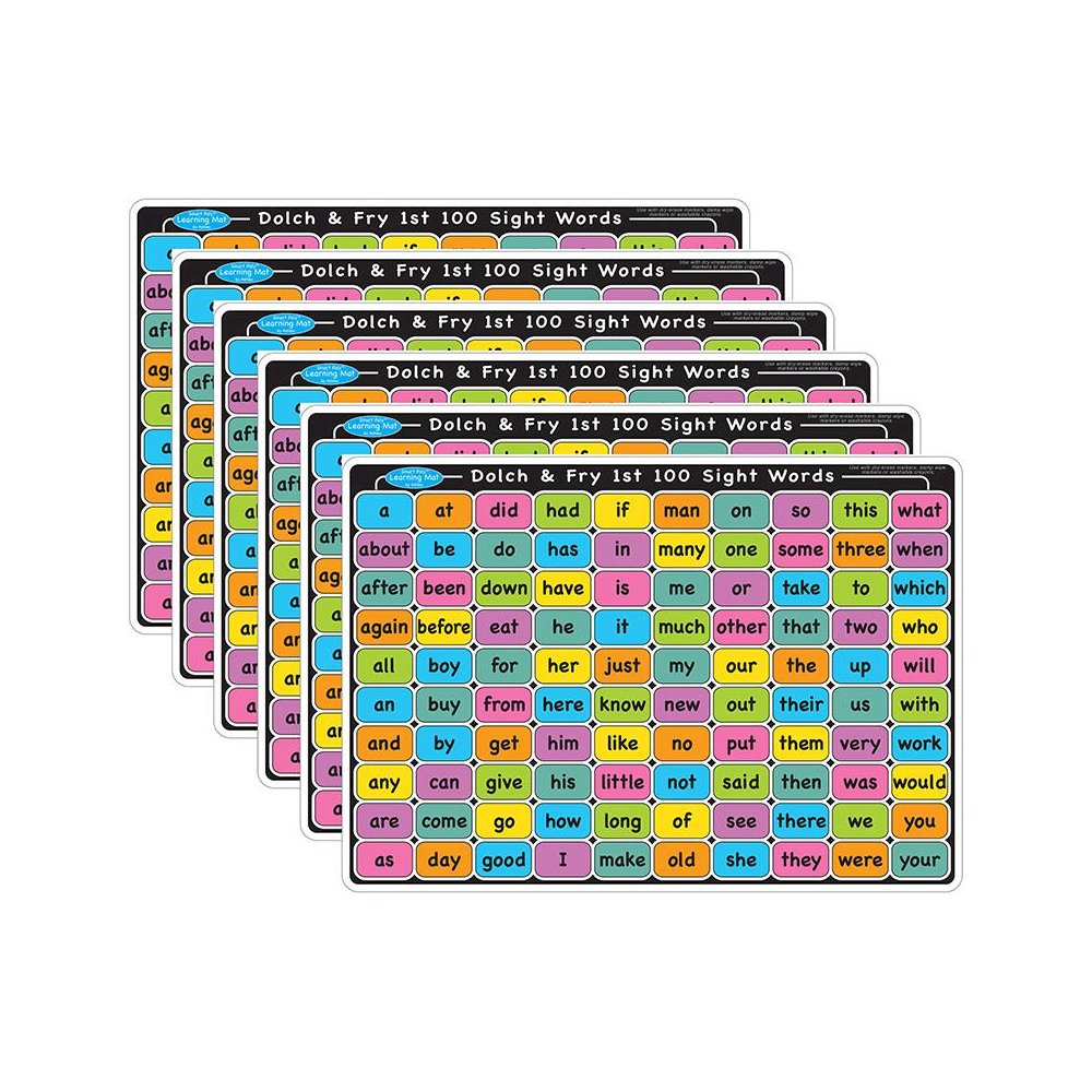 Smart Poly Learning Mat, Double-Sided, Sight Words 1st & 2nd 100, Pack of 6. Picture 2