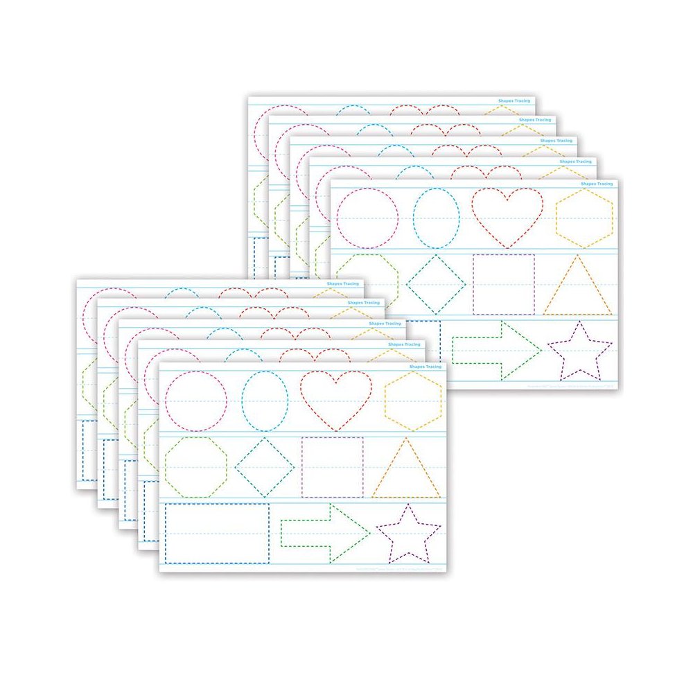 Smart Poly PosterMat Pals Space Savers, 13" x 9-1/2", Shapes Tracing, Pack of 10. Picture 2
