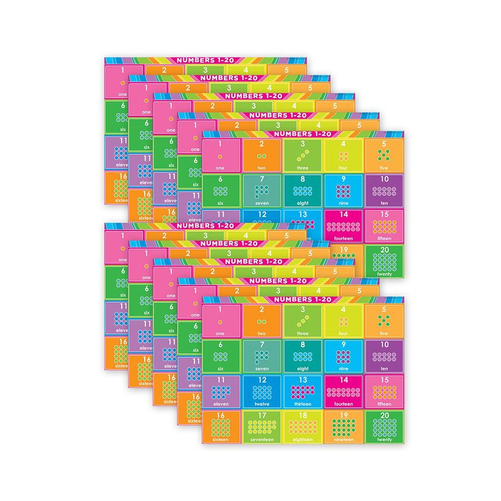 Smart Poly PosterMat Pals Space Savers, 13" x 9-1/2", Numbers 1-20, Pack of 10. Picture 2