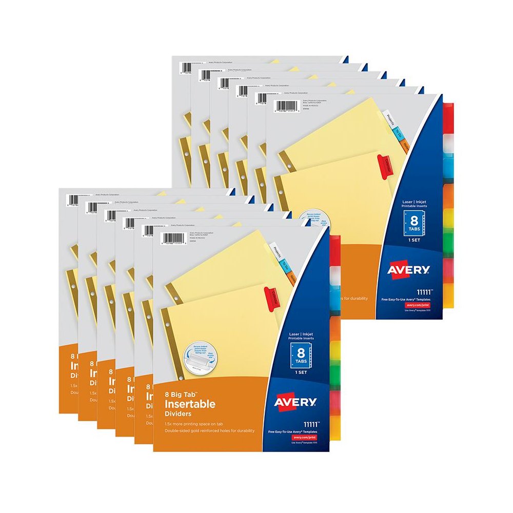Big Tab Insertable Dividers, Buff Paper, 8-Tab Set, Multicolor, 12 Sets. Picture 2