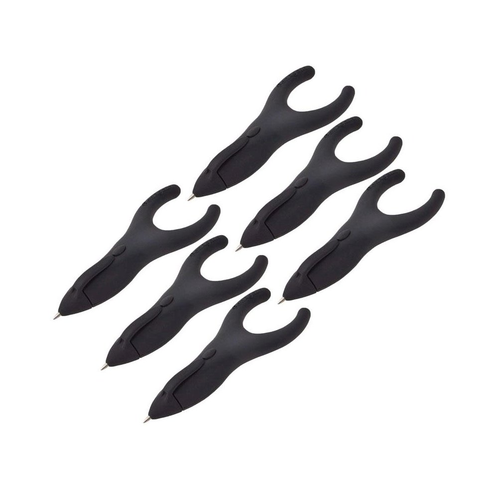 Ergo-Sof Retractable Ballpoint Pen, Black, Black Ink, Pack of 6. Picture 2