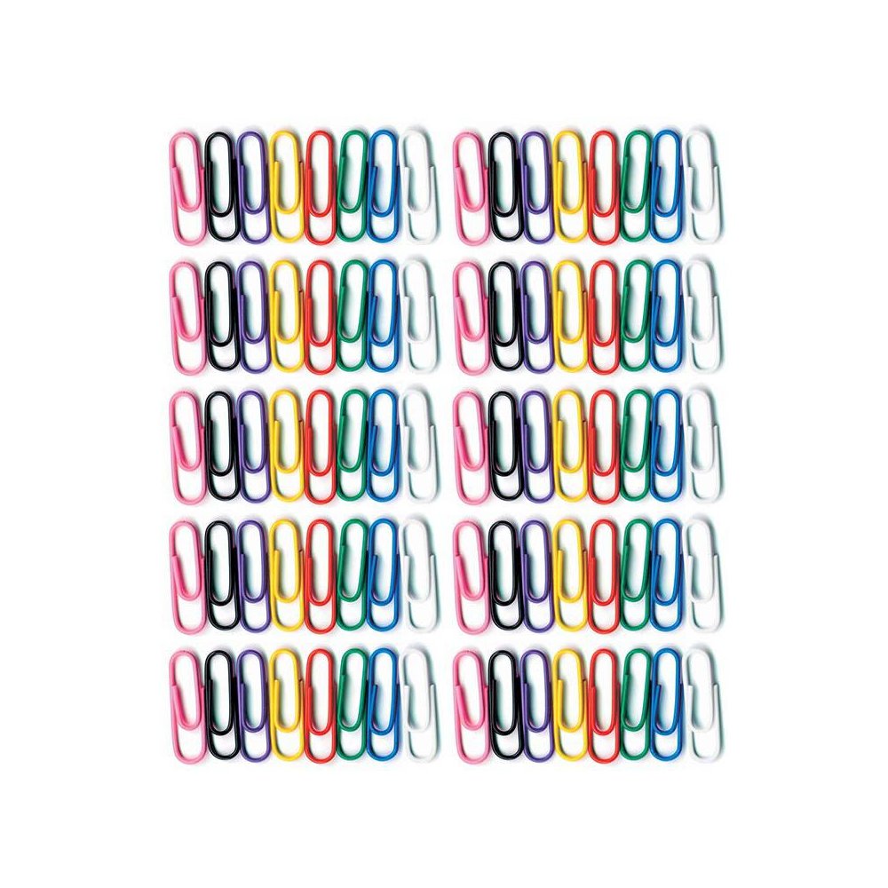 Vinyl-Coated Paper Clips, No. 1 Standard Size, 100 Per Pack, 10 Packs. Picture 2