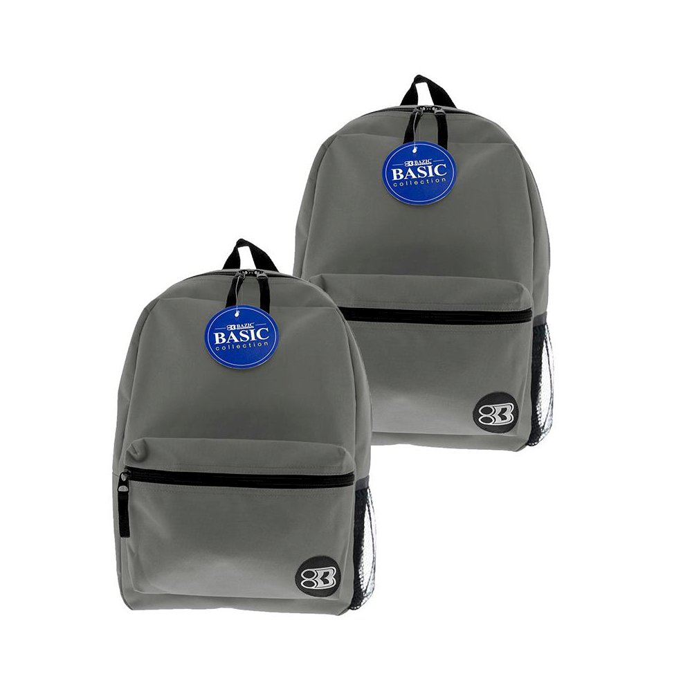 16" Basic Backpack, Gray, Pack of 2. Picture 2