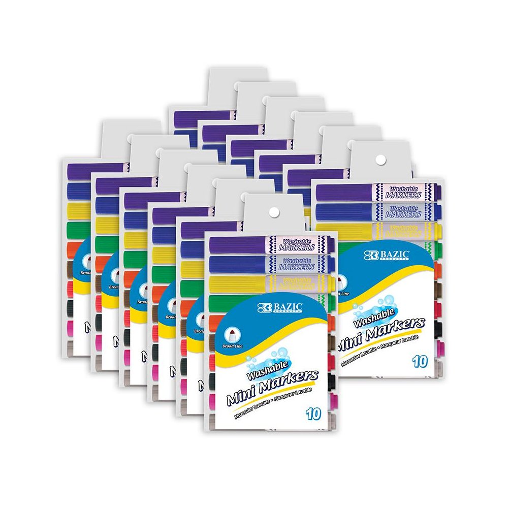 Washable Markers, Mini Broad Line, 10 Per Pack, 12 Packs. Picture 2