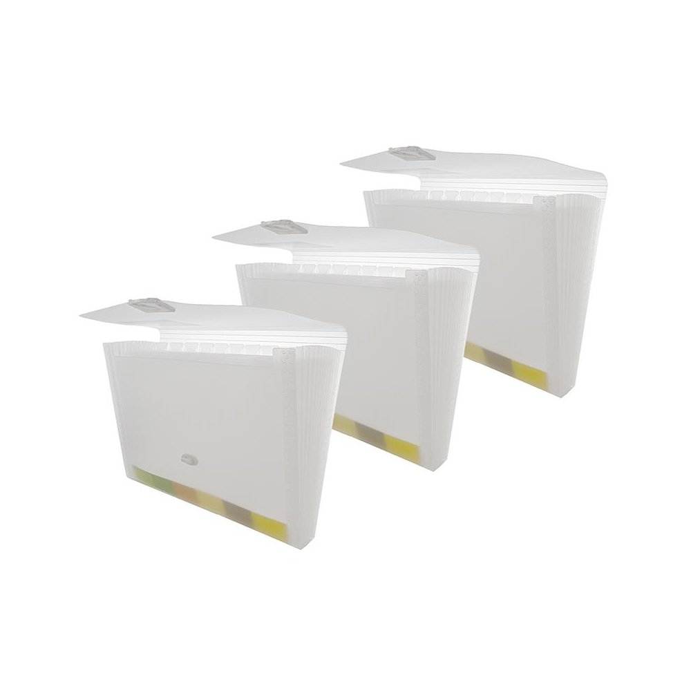 Translucent 13-Pocket Letter Size Poly Expanding File, Pack of 3. Picture 2