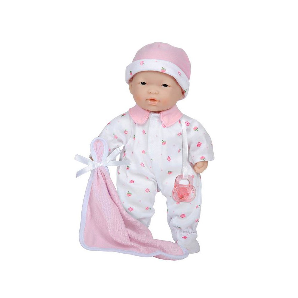 La Baby Soft 11" Baby Doll, Pink with Blanket, Asian. Picture 2