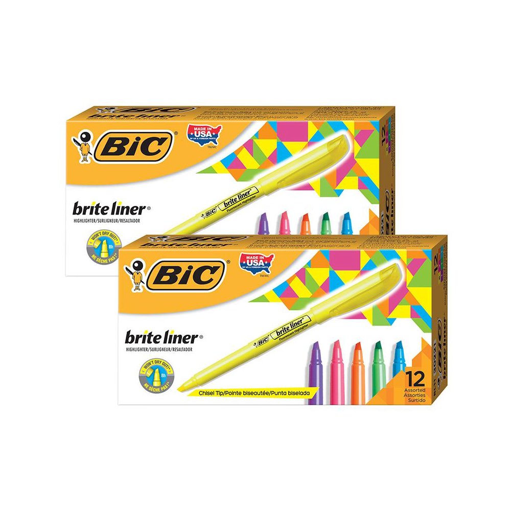 Brite Liner Highlighters Markers, Chisel Tip, 12 Per Pack, 2 Packs. Picture 2