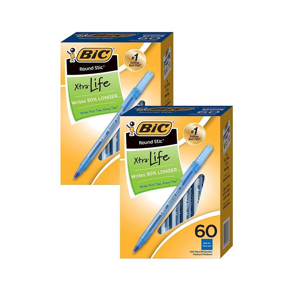 Round Stic Xtra Life Ball Pen, Blue, 60 Per Pack, 2 Packs. Picture 2