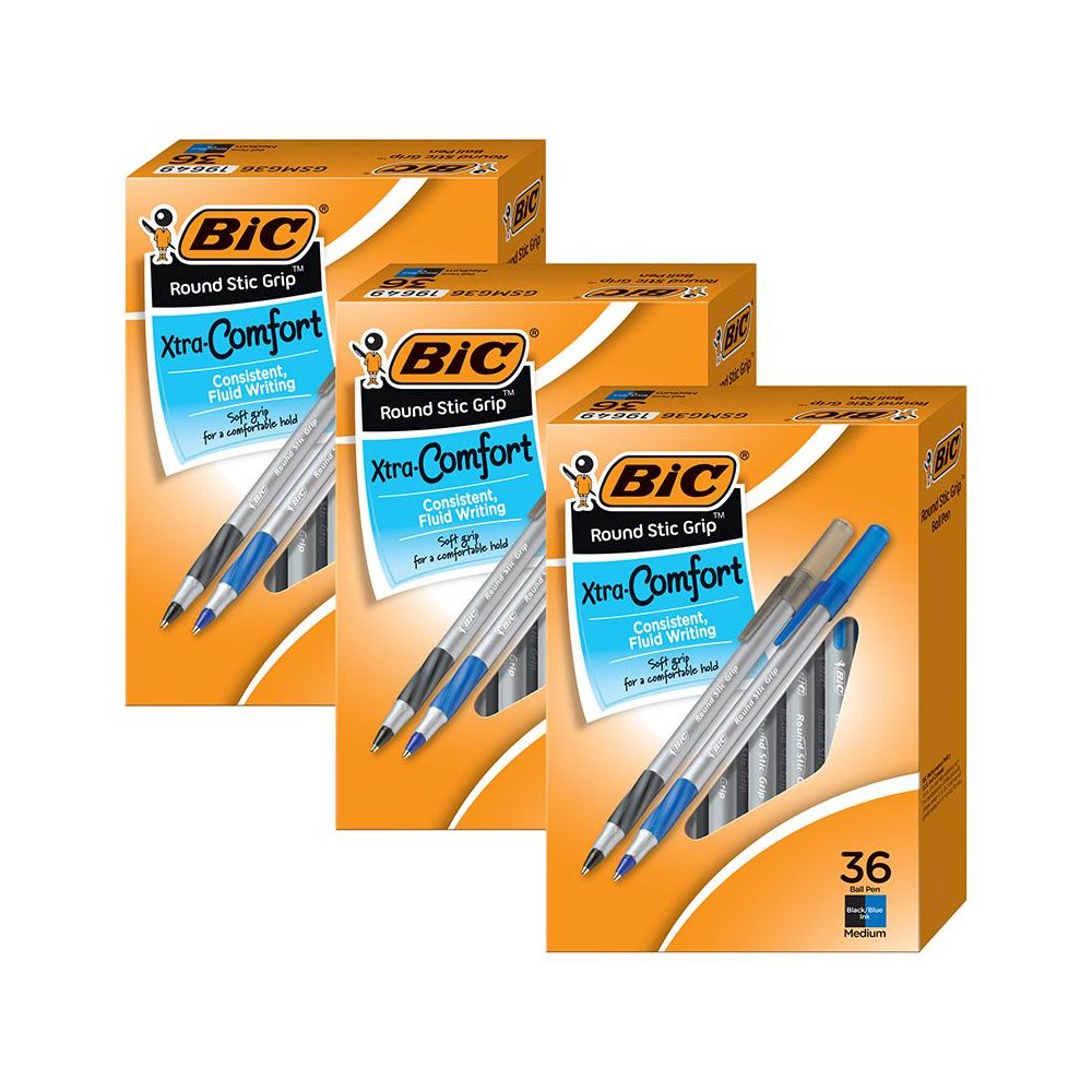 Round Stic Grip Xtra Comfort Ballpoint Pens, 36 Per Pack, 3 Packs. Picture 2