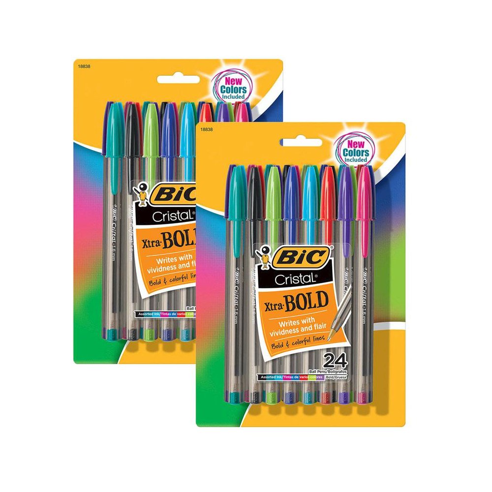 Cristal Xtra Bold Fashion Ballpoint Pen, Medium Point, 24 Per Pack, 2 Packs. Picture 2